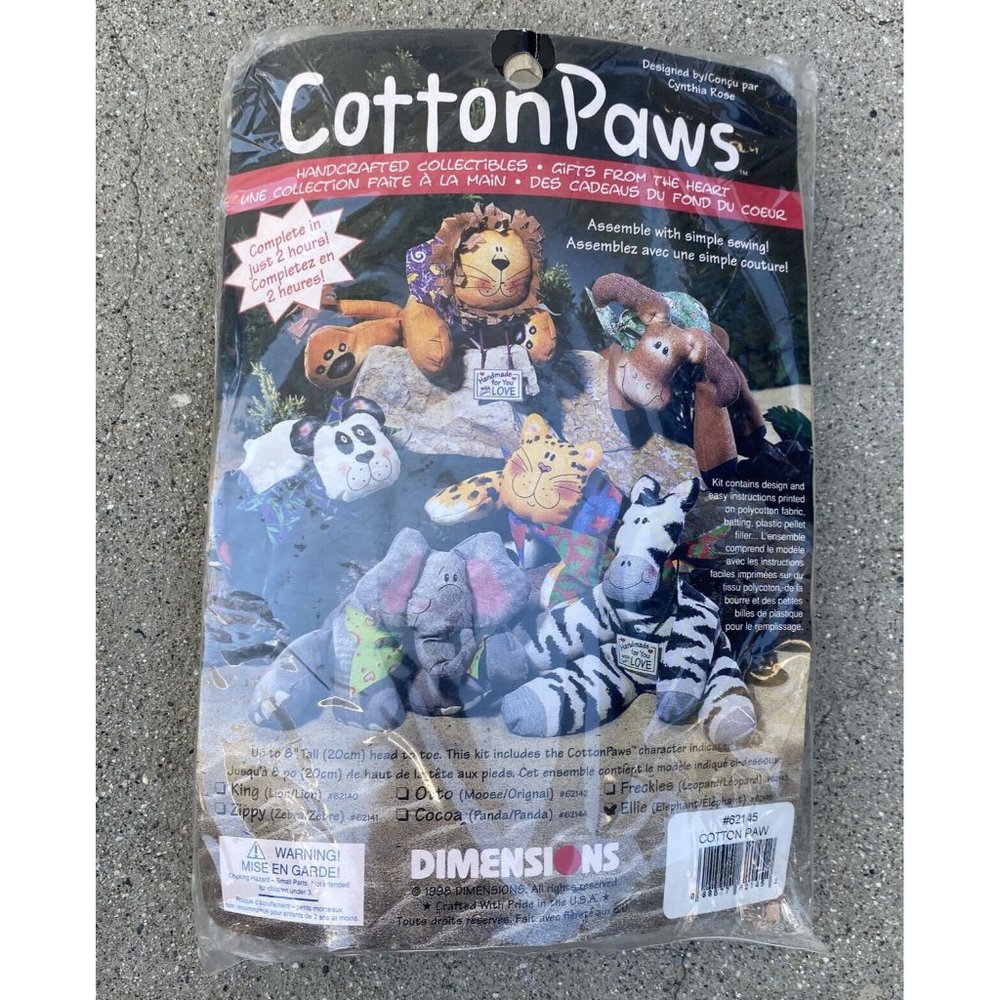 VTG Dimensions Cotton Paws Sewing Craft Kit NOS Ellie the Elephant USA 1998
